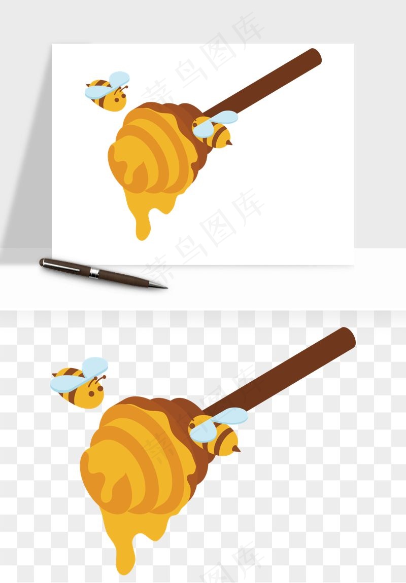 卡通蜜蜂采蜜png免抠