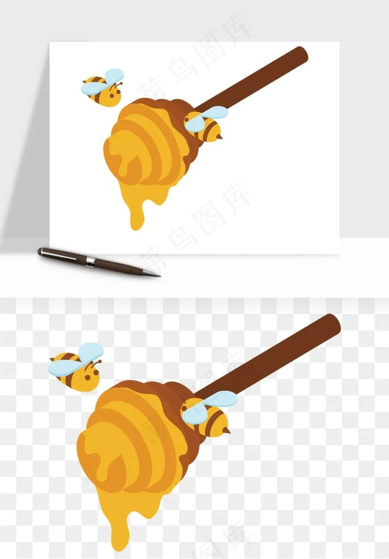 卡通蜜蜂采蜜png免抠