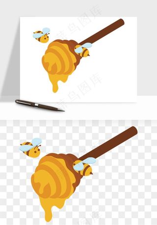 卡通蜜蜂采蜜png免抠