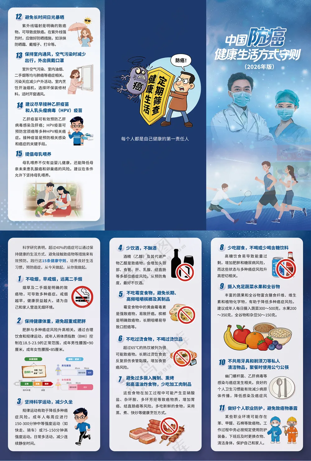 中国防癌健康生活方式守则三折页