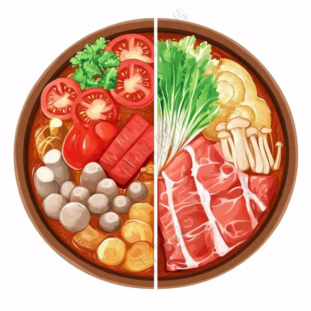 麻辣烫火锅烫菜美食插画免抠