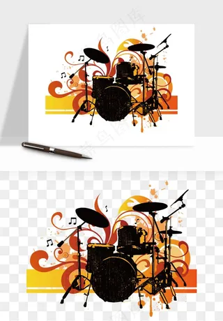 摇滚架子鼓乐器png免抠