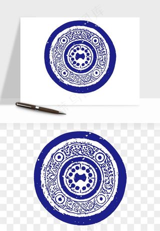 青花瓷花纹花卉图案png免抠