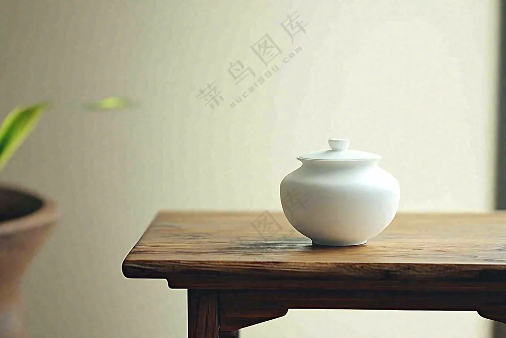 白色瓷器茶叶罐茶道摄影图