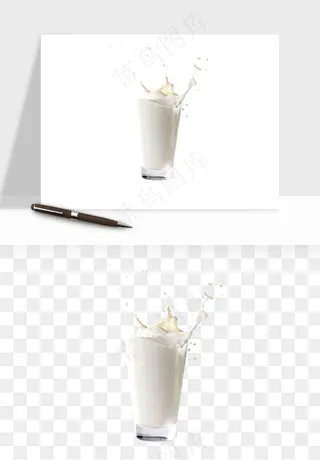 飞溅的牛奶牛奶杯元素png免抠