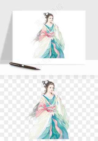 古风美人女子背影png免抠