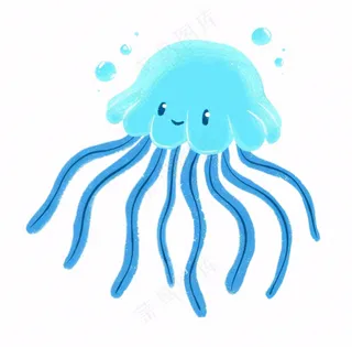 水母海洋动物卡通插画免抠