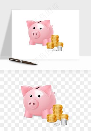 存钱罐理财金猪png免抠