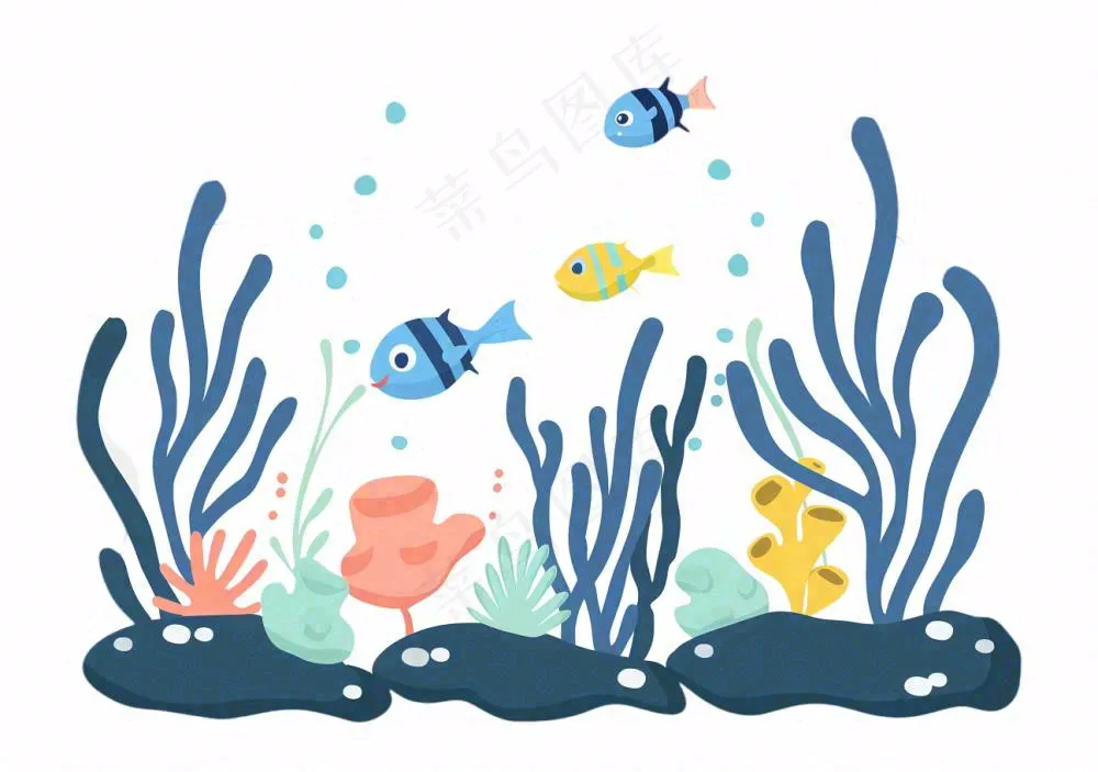 海洋海藻珊瑚植物卡通插画免抠