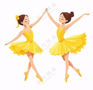 跳舞的女孩芭蕾舞舞蹈卡通插画免抠