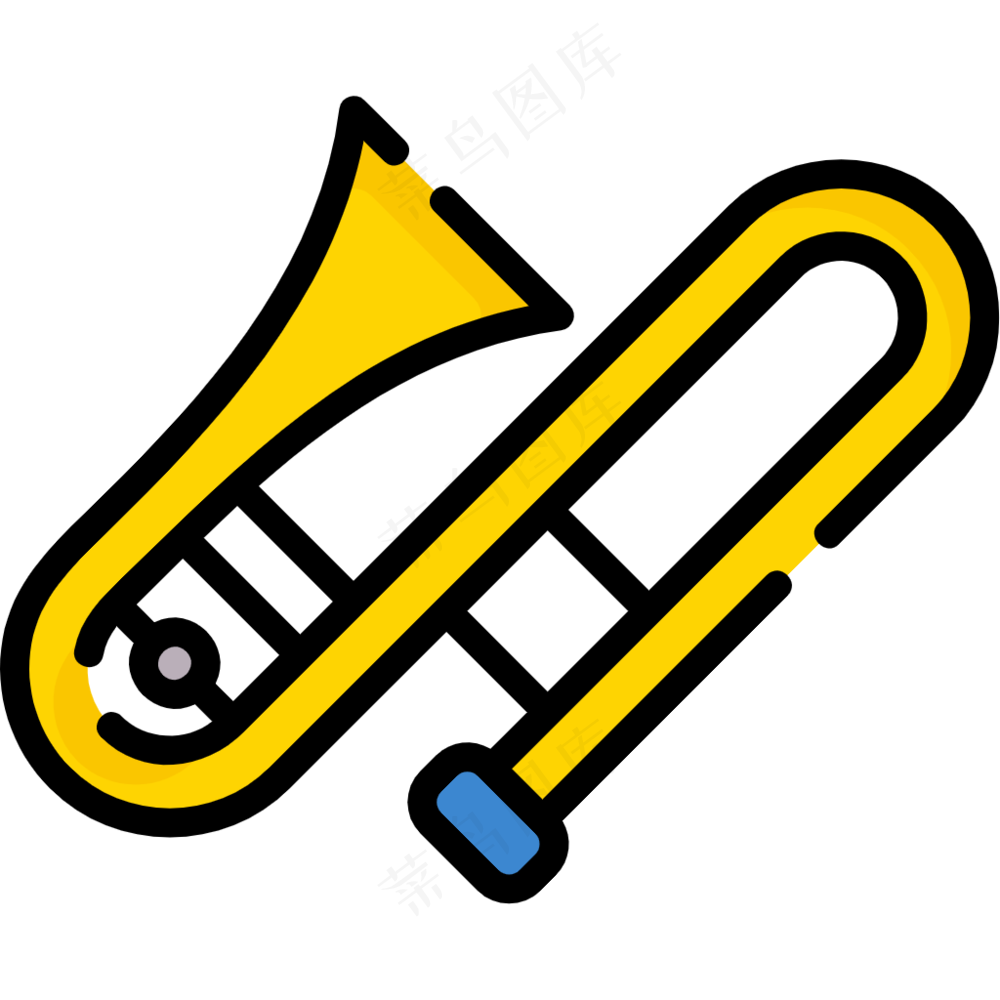 长号 trombone 西洋乐器 线性彩色图标
