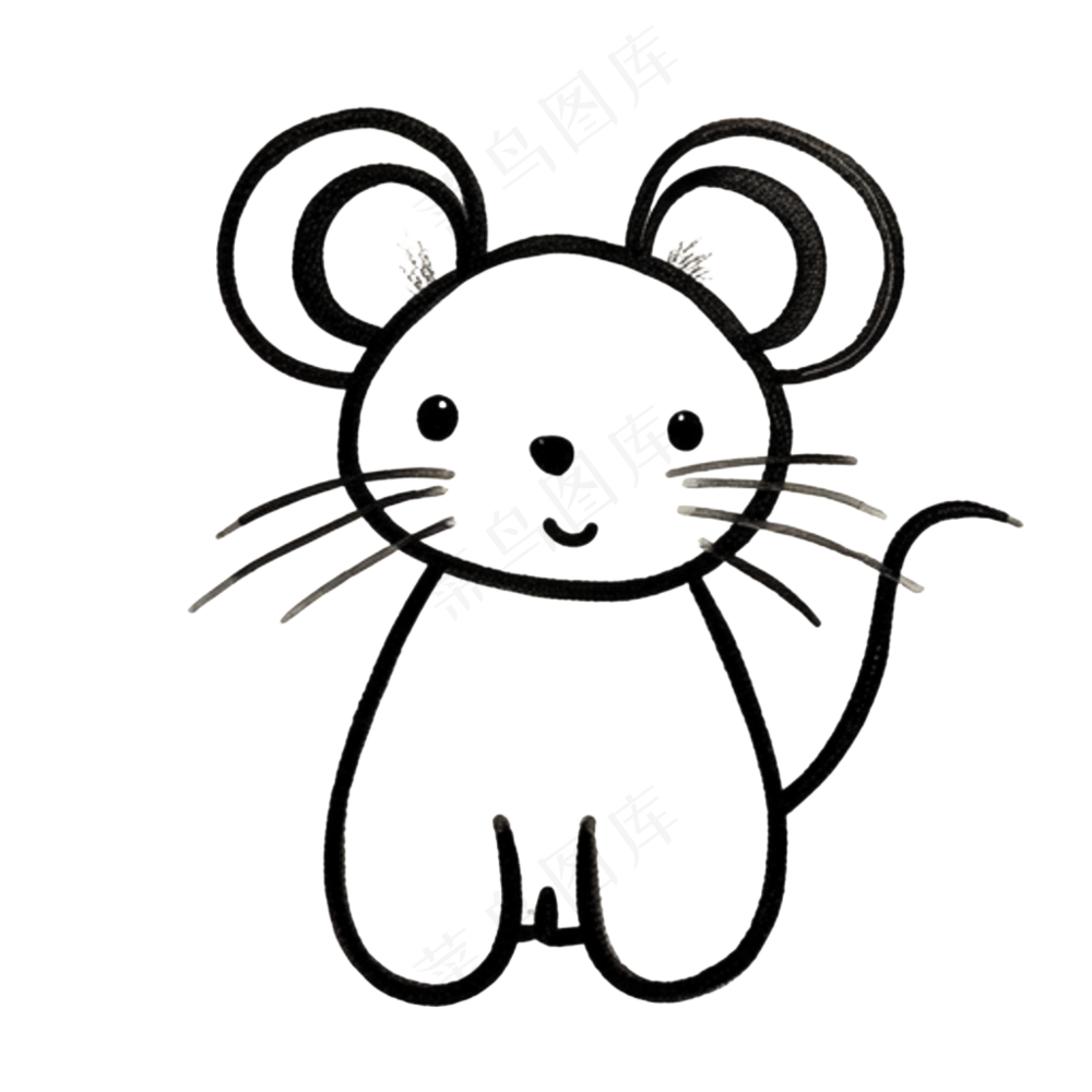 黑色简笔画免抠小猫咪