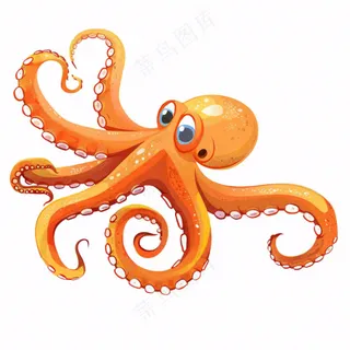 海洋动物章鱼墨鱼鱿鱼卡通插画免抠