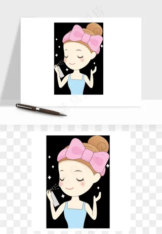 手绘面部人物护肤矢量