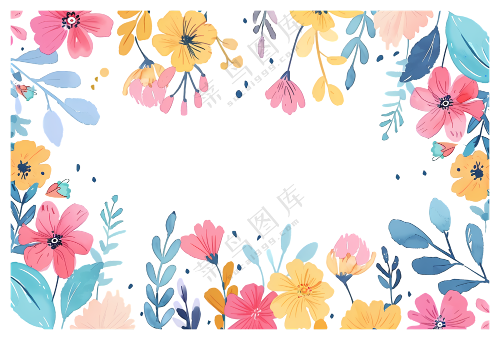 彩色花卉边框装饰