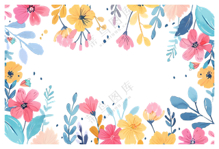 彩色花卉边框装饰