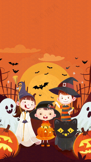 万圣节南瓜灯捣蛋恐怖背景