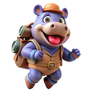 动物3D立体探险背包客河马