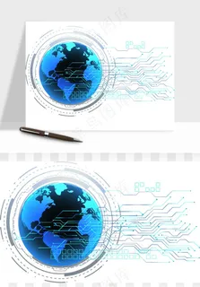 科技地球点线矢量png免抠