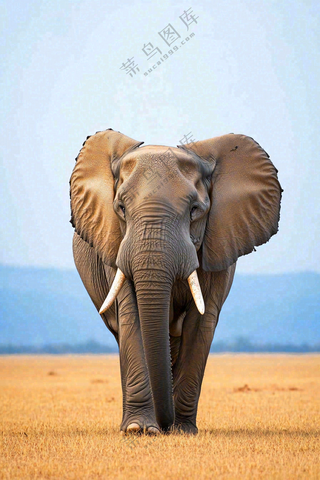 非洲大草原大象象群野生动物保护动物摄影图