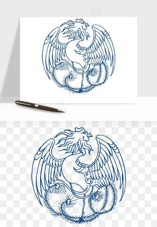 青花瓷花纹花卉图案png免抠