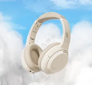 米色舒适简约风头戴式耳机样机