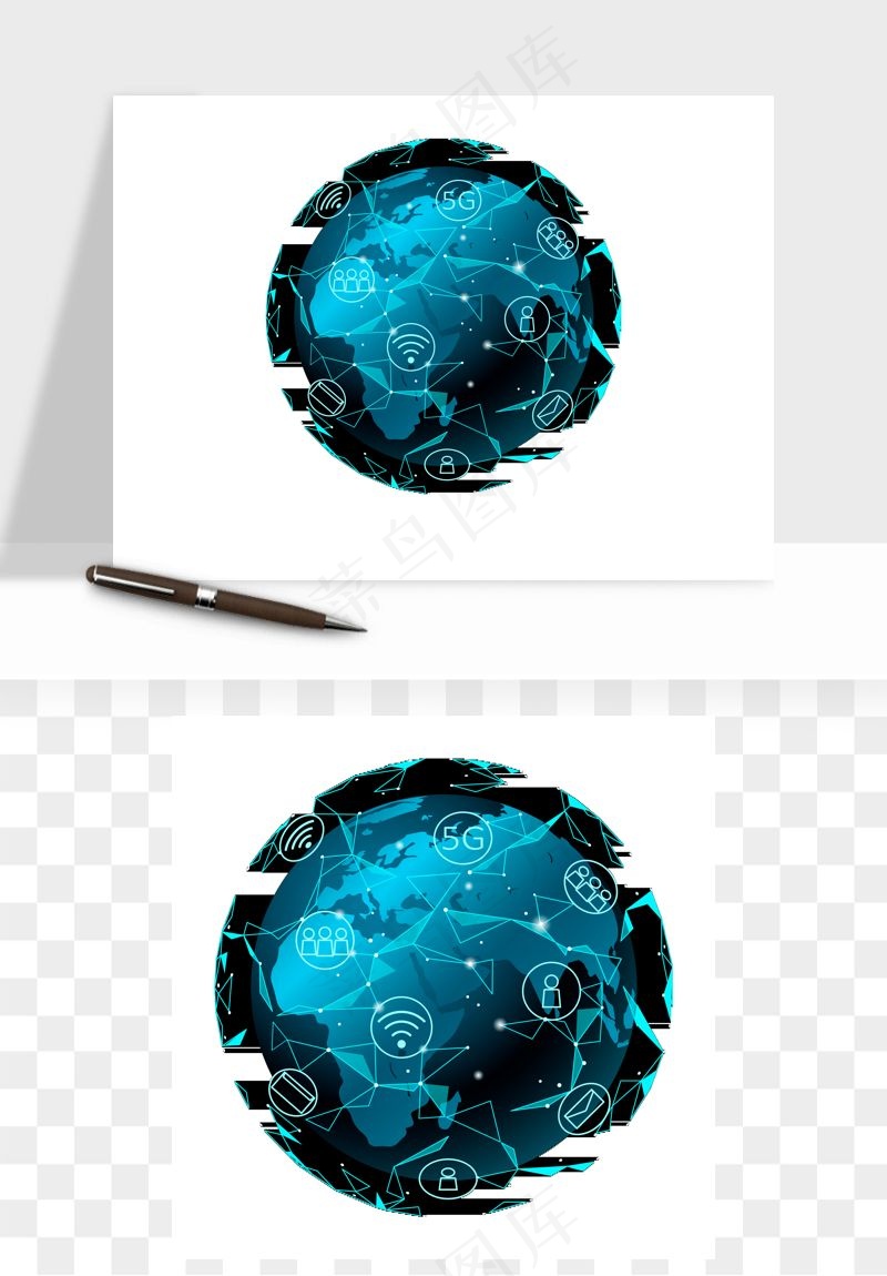 科技地球点线矢量png免抠