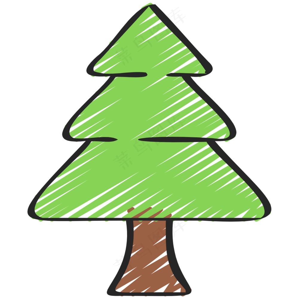 松树 铅笔手绘图标icon