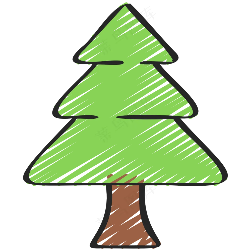 松树 铅笔手绘图标icon