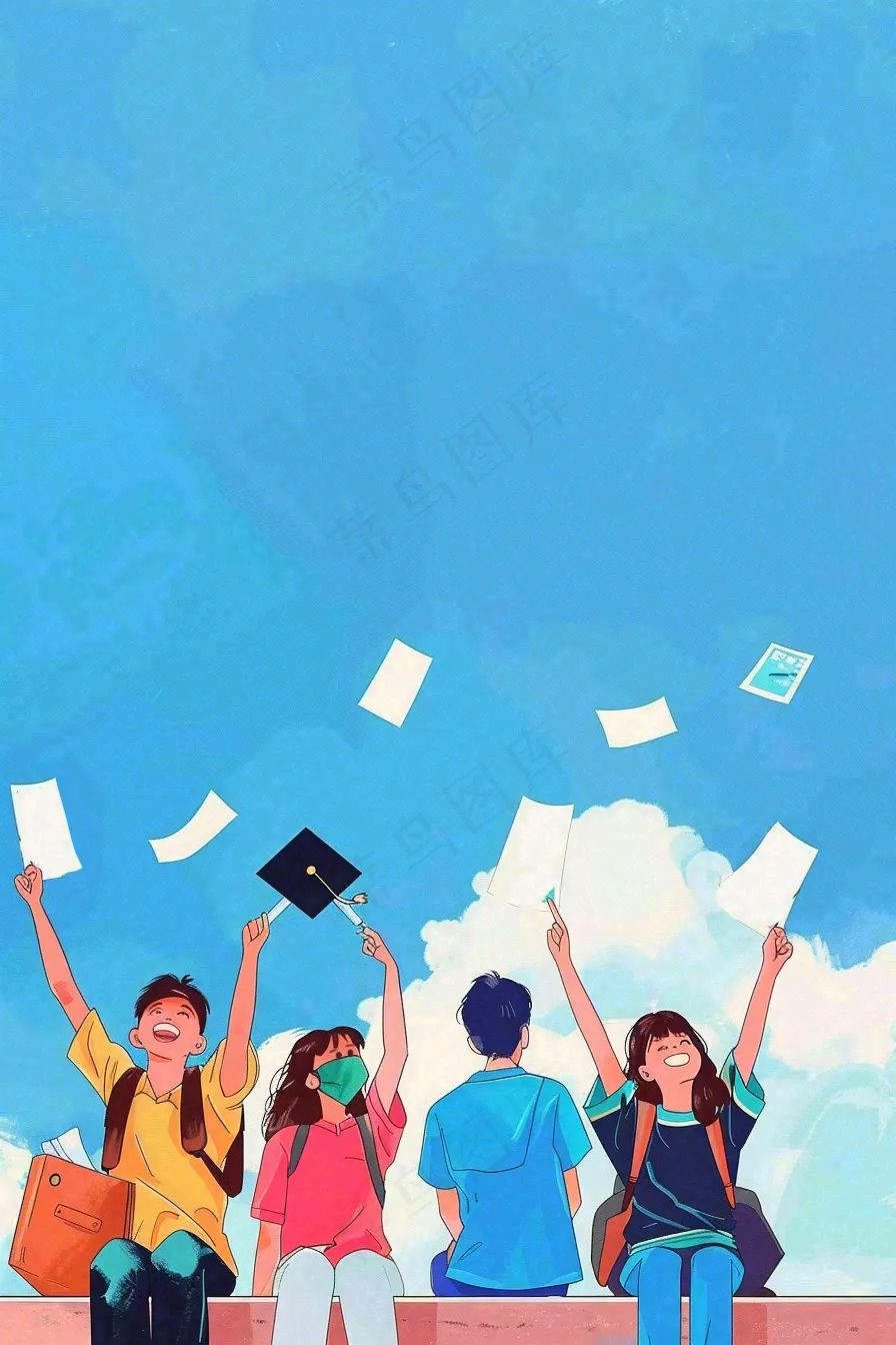 学生毕业季考试青春插画背景