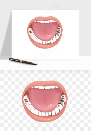 手绘牙齿矫正拔牙png免抠