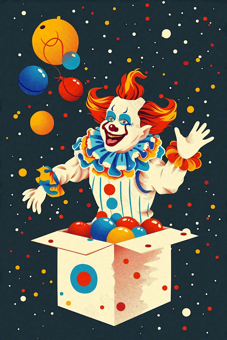 马戏团小丑游乐园游戏搞怪愚人节卡通插画背景