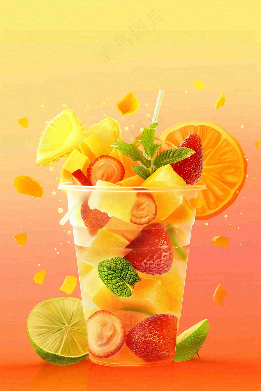 夏日饮品饮料清凉背景