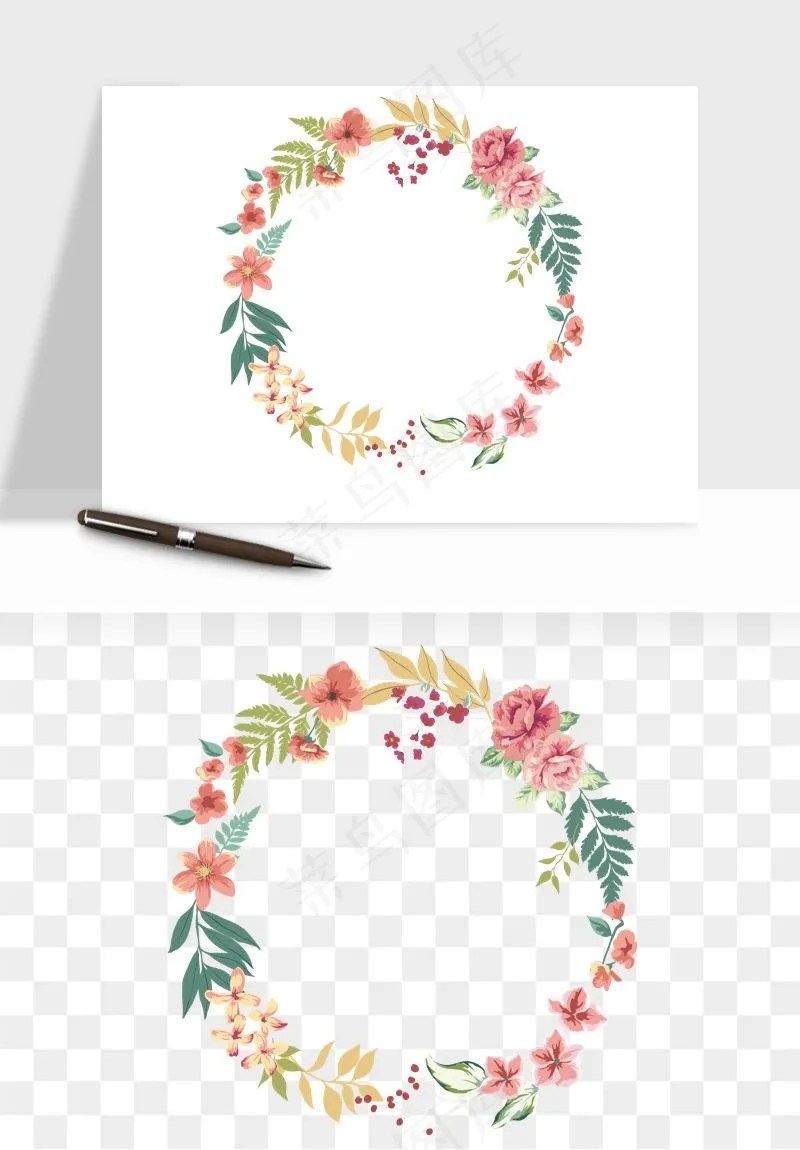 手绘花环边框浪漫png免抠