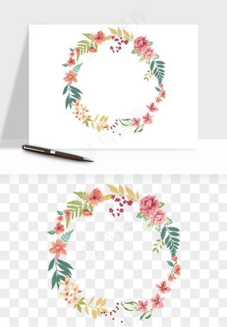 手绘花环边框浪漫png免抠