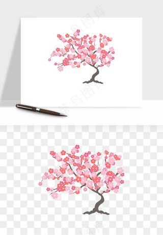 手绘浪漫花树桃花树png免抠