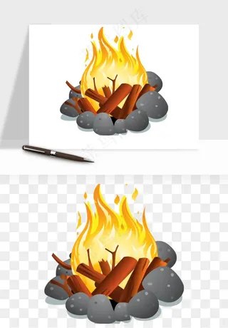 帐篷露营篝火png免抠