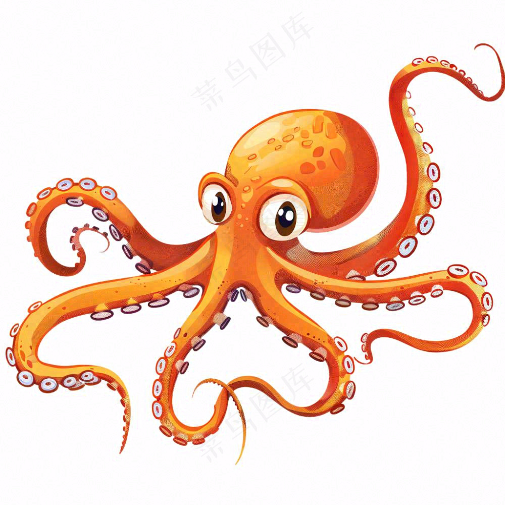 海洋动物章鱼墨鱼鱿鱼卡通插画免抠