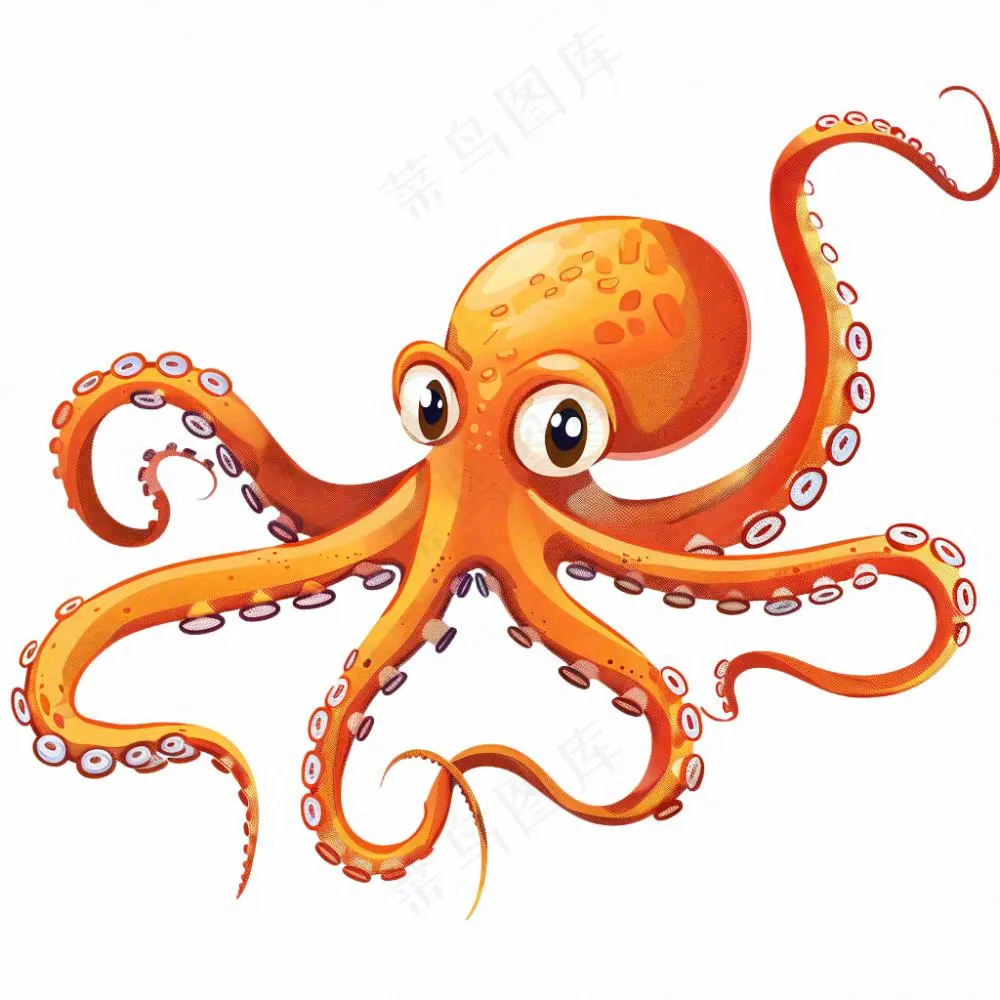 海洋动物章鱼墨鱼鱿鱼卡通插画免抠