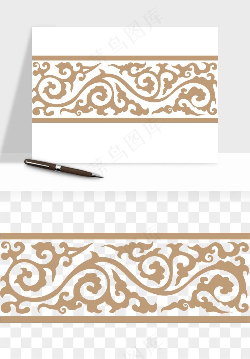 中式边框花纹图案png免抠