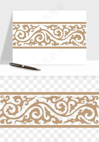 中式边框花纹图案png免抠