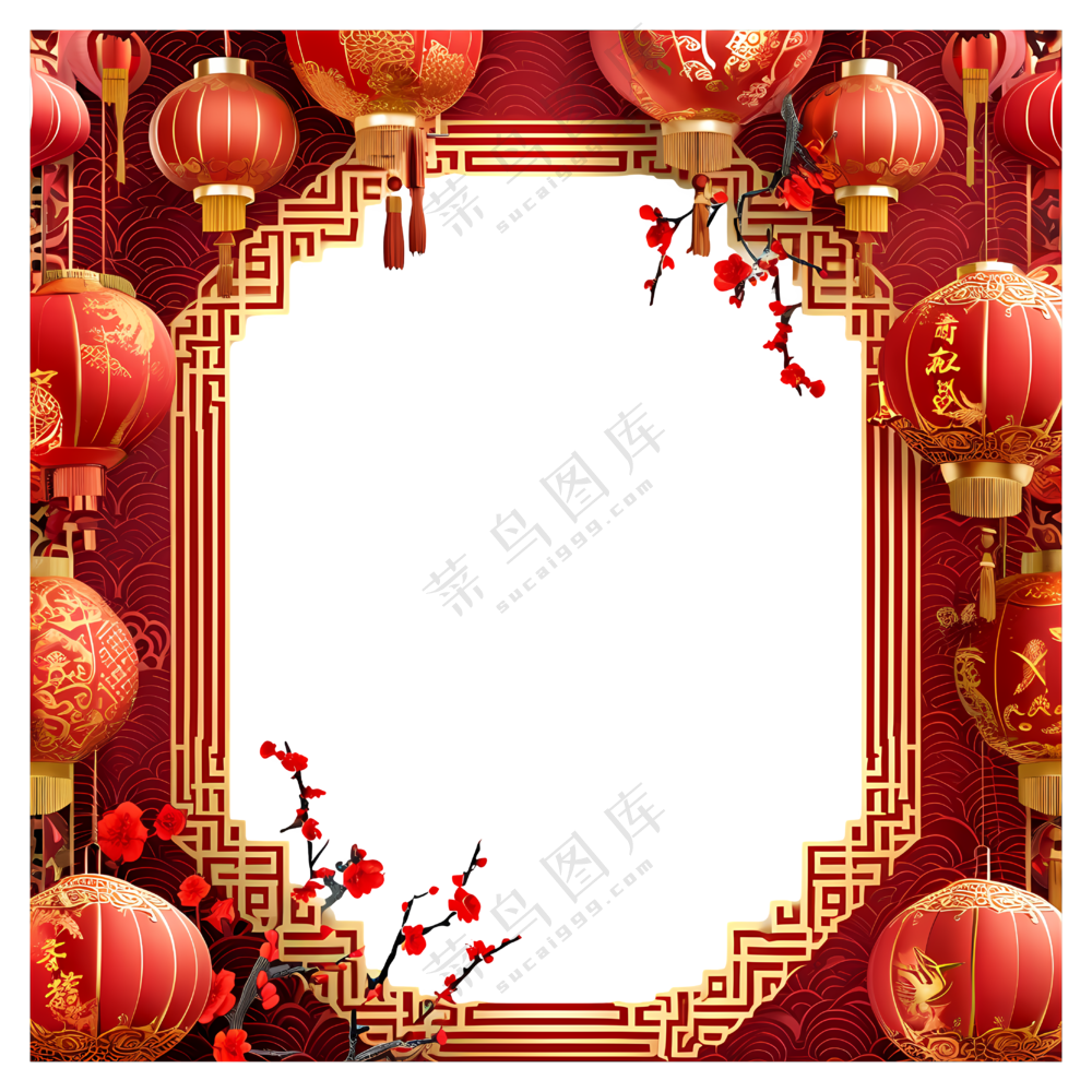 中国新年灯笼和花架