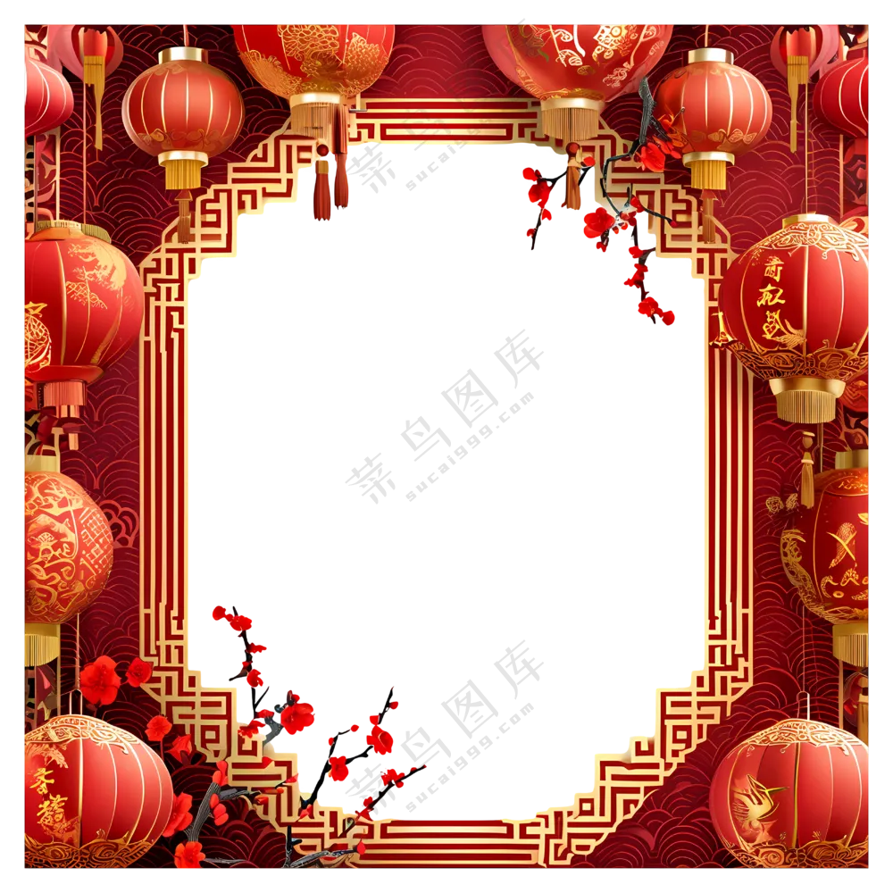 中国新年灯笼和花架