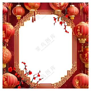 中国新年灯笼和花架