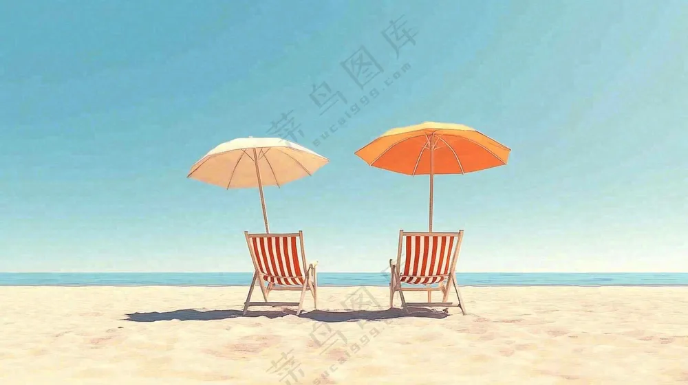 夏日海边沙滩阳光摄影图