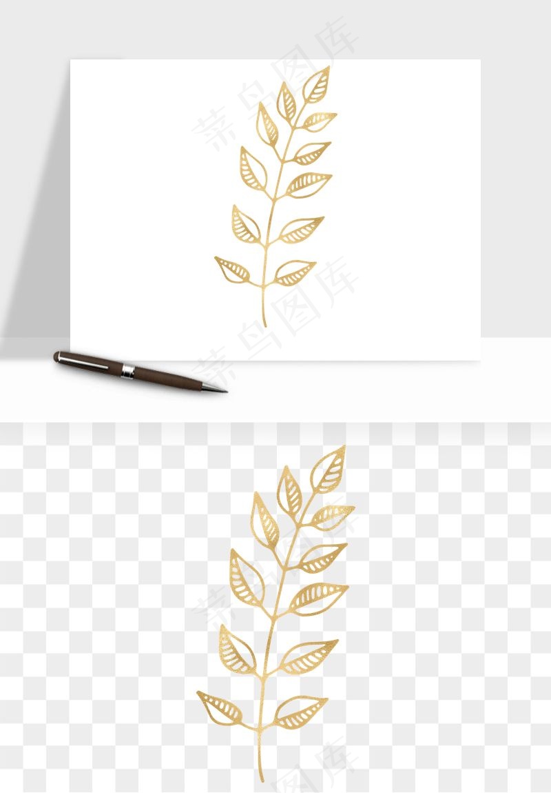 金色植物花环边框png免抠