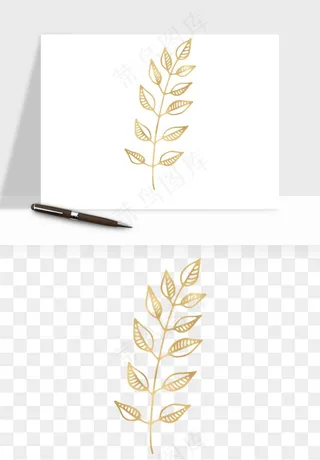 金色植物花环边框png免抠