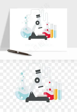 卡通化学实验设备器材png免抠图