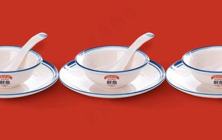 中式餐饮品牌vi碗碟勺子贴图样机-19