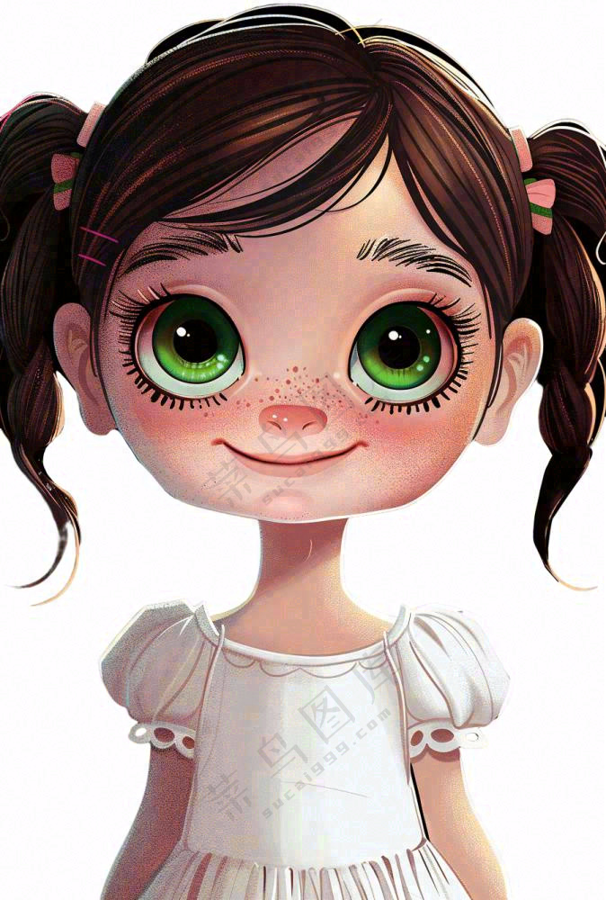 可爱的女孩儿童人物卡通插画免抠